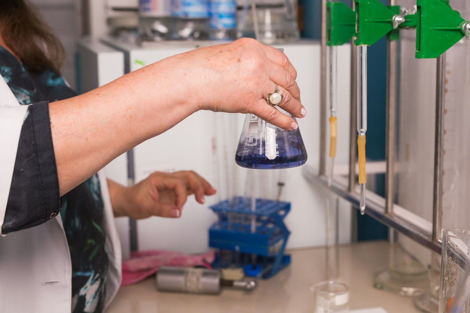 Lab assistant testing water quality